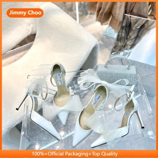 [9cm]JCHighHeelsWhiteNewFeatherBowTieTemperamentSheepskinComfortableKoreanStyleSexyWomensShoesONGKW0CD