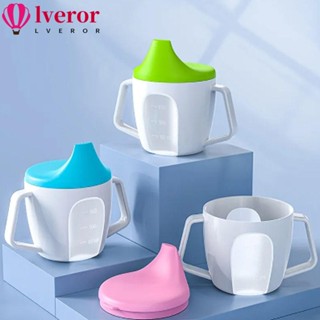 Lveror แก้วน้ําดื่ม PP กันรั่ว 3 สี พร้อมที่จับคู่ สําหรับเด็ก