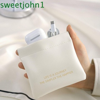 Sweetjohn กระเป๋าใส่เหรียญ ผ้าอนามัย แบบพกพา ขนาดเล็ก สีครีม สําหรับผู้หญิง