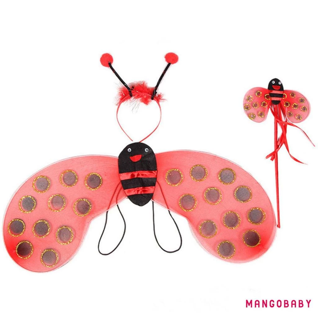 (จัดส่งในกรุงเทพฯ)-ฮาโลวีนเด็กเครื่องแต่งกายประสิทธิภาพชุด Bee/Ladybug Wing Tutu กระโปรงแถบคาดศีรษะ Wand คอสเพลย์อุปกรณ์เสริม thumbnail 7