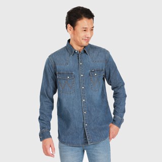 WRANGLER เสื้อเชิ้ตแขนยาวผู้ชาย REGULAR รุ่น WR S223MSHLS28 - สียีนส์ แรงเลอร์ เชิ้ต เสื้อเชิ้ต เสื้อผ้าผู้ชาย