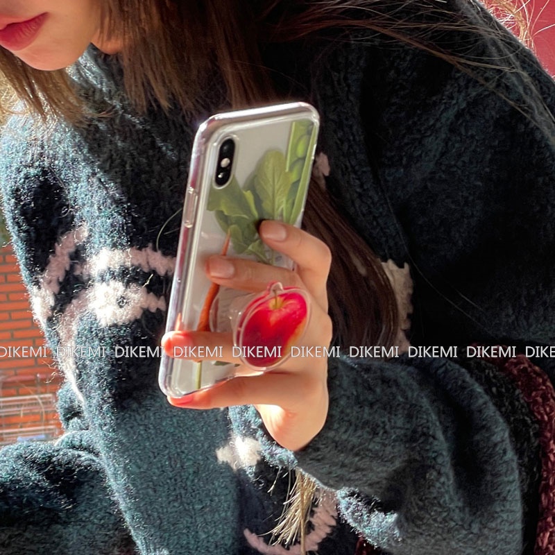 เกาหลี Ins niche design หัวไชเท้ากะหล่ําปลี handle สไตล์บล็อกเกอร์สําหรับ iphone16pro/15promax/14/13/12/11 เคสโทรศัพท์มือถือ TPU แบบนุ่มฝาครอบป้องกัน