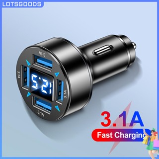 ★ Lotsgoods.th ★【พร้อมส่ง】อะแดปเตอร์ชาร์จเร็ว 66w 4 พอร์ต USB PD QC 3.0 พร้อมจอแสดงผลดิจิทัล LED สีฟ้า สําหรับ iPhone Samsung