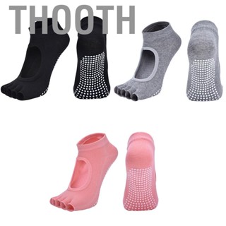 Thooth Yoga Socks Half Toes Breathable Open Instep Non Slip Soft Skin Friendly Combed Cotton Barre Pilates