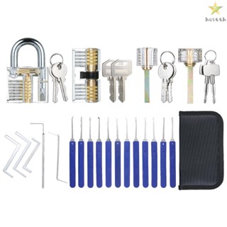 Lock Picking Tool Kit - 17 PCS Set with Storage Bag and Visible Practice Locks