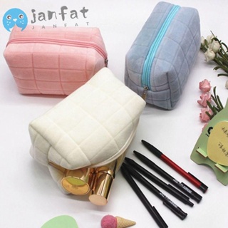 Janfat กระเป๋าเครื่องสําอาง กระเป๋าจัดระเบียบ ขนเฟอร์ อเนกประสงค์ สีพื้น