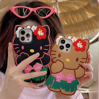 เคสโทรศัพท์ซิลิโคน TPU แบบนิ่ม ลายแมว KT กันกระแทก สําหรับ iPhone 15 15 Pro max 14 14 Pro max 13 13 Pro max 12 12 Pro max 11S