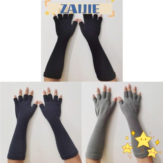 Zaijie24 ถุงมือครึ่งนิ้ว ผ้าถัก ให้ความอบอุ่น แฟชั่นฤดูใบไม้ร่วง ฤดูหนาว