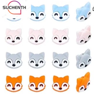 Suchenth ลูกปัดซิลิโคน รูปการ์ตูนสัตว์น่ารัก 0.95*0.8 นิ้ว 12 ชิ้น