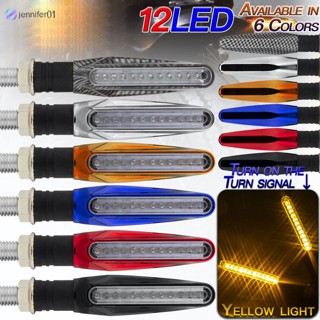 Jen ไฟเลี้ยว Led 12 ดวง แบบแบน อุปกรณ์เสริม สําหรับรถจักรยานยนต์ 2 ชิ้น