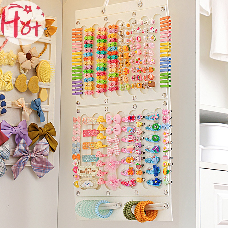GE ผม Bows Organizer ผนังขนาดใหญ่ความจุผู้ถือแขวนประหยัดพื้นที่อุปกรณ์เสริมสําหรับสาว Room Square