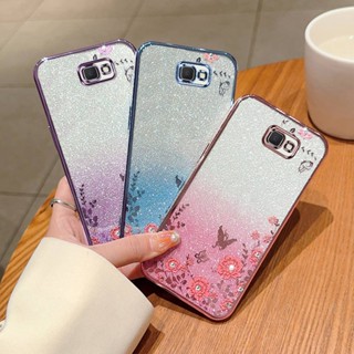 เคสโทรศัพท์ซิลิโคน TPU แบบนิ่ม ลายกลิตเตอร์ ประดับเพชรเทียม กันกระแทก สําหรับ Samsung Galaxy J7 Prime G610F G610Y DS