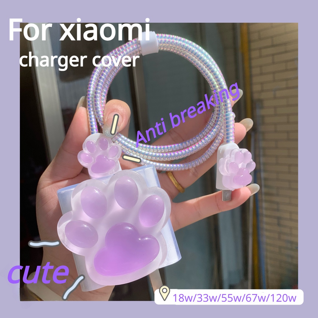 เคสที่ชาร์จ ลายกรงเล็บแมว สีม่วง สําหรับ XIAOMI Android Type C XIAOMI 67W 33W note 11 12 13 pro k60 k50 18W 55W 120W