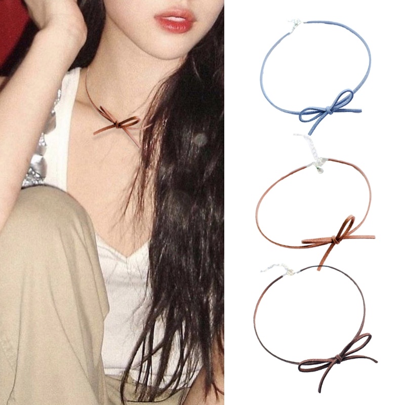 Camp Female Trend Collarbone Chain ทอมือ Bowknot Niche Design Sense Necklace