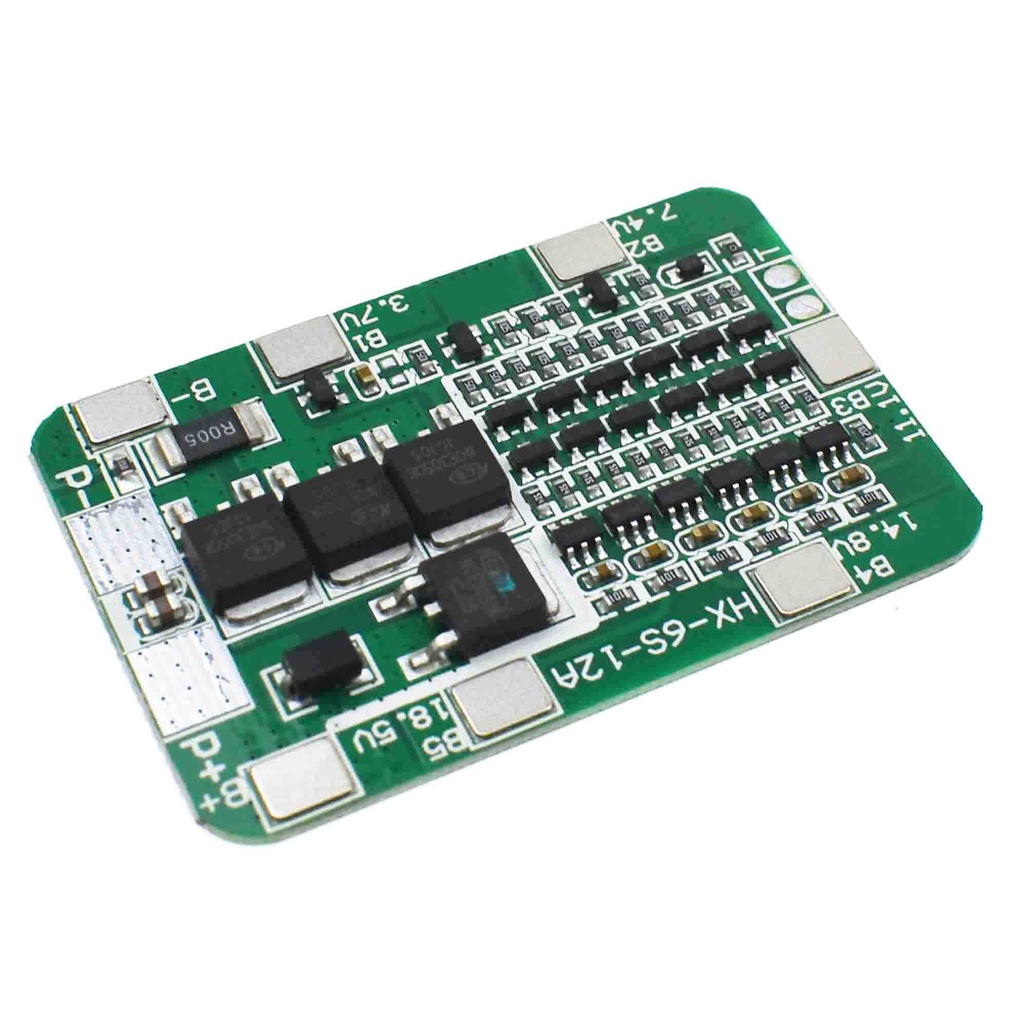 บอร์ดป้องกัน 6S 15A 24V PCB BMS สําหรับโมดูลเซลล์แบตเตอรี่ลิเธียมลิเธียม 18650 DIY 6 แพ็ค