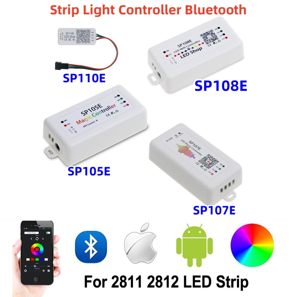 ตัวควบคุมสายไฟ Led บลูทูธ DC5V-24V WS2812B WS2811 SK6812 SP105E SP110E WIFI SP108E SP107E SP601E