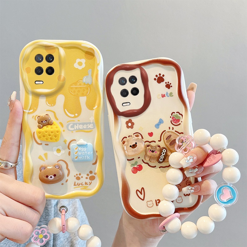 เคส realme 8 5g เคสโทรศัพท์มือถือ ลายตุ๊กตา 3D สีครีม สําหรับ