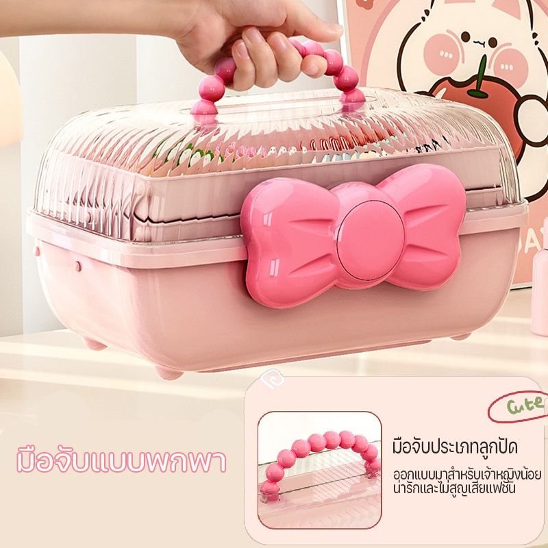 กล่องเก็บเครื่องประดับ แบบหลายชั้น กิ๊บติดผม สร้อยคอ ที่คาดผม ของเล่นแต่งหน้าเด็ก - รูปที่ 5