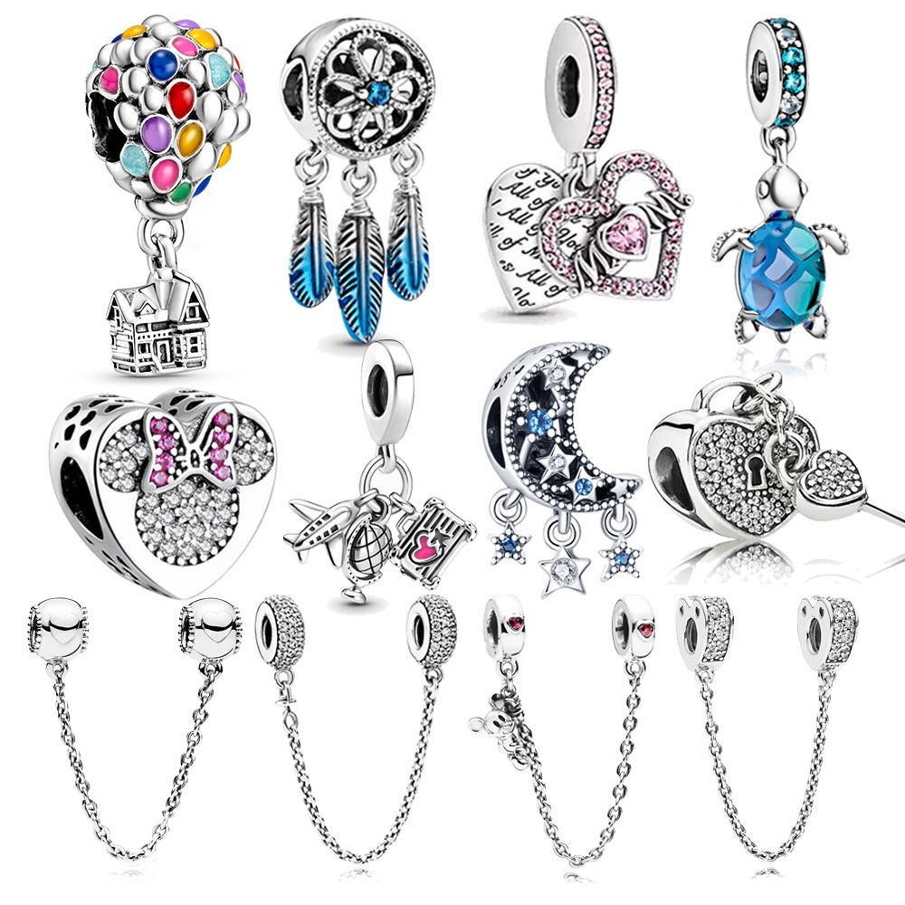 S925 ชุบเงิน pan Charms บอลลูนสําหรับสร ้ อยข ้ อมือกระทะโซ ่ ความปลอดภัย