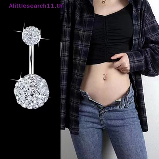 Alittlesearch11 1 ชิ้นคริสตัลปุ่มท้องแหวนสแตนเลสเพทายสะดือท้องน่ารักสะดือบาร์ TH