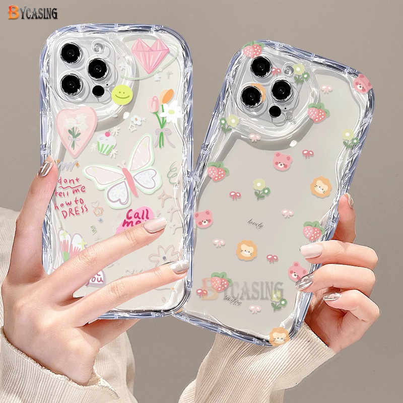 เคสโทรศัพท์มือถือแบบนิ่ม ใส ลายการ์ตูนหมี ผีเสื้อ หัวใจ 3D สําหรับ Realme Note 50 C51 C55 C53 C35 Realme11 10 9i 6i 5 C25 C31 C11 C15 7i 5i C21Y C33 C25Y C12 C17 C3 C30 C20 C2