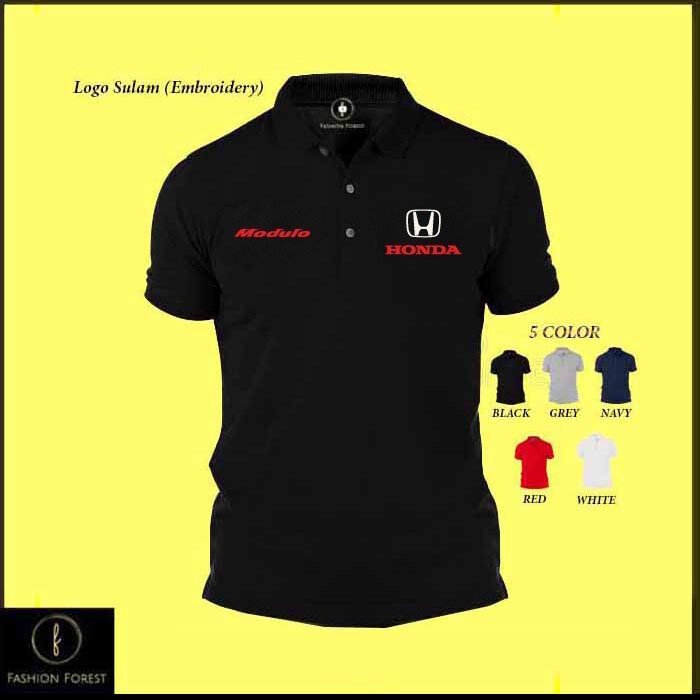 Baju โลโก้ Sulam เสื้อโปโล Honda Modulo Performance Civic City BRV Bodykit Design Baju ผ้าฝ้าย 100% เย็บปักถักร้อย 014FGL