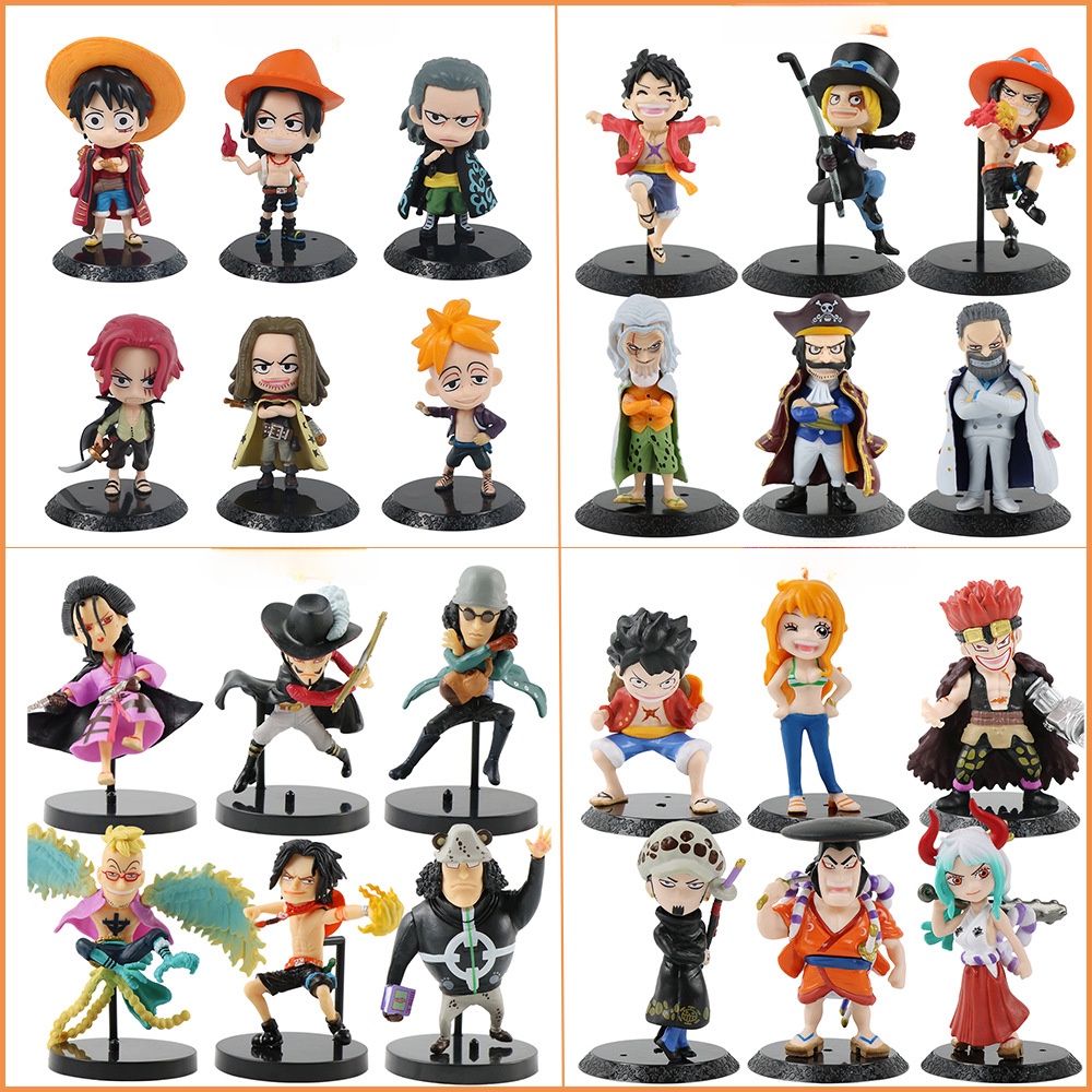 สถานที่ท้องถิ่น 6ชิ้น/เซ็ตluffy Action Figureรูปปั้นอะนิเมะOne PieceรูปCODสต็อกคอสเพลย์Action Figureตุ๊กตาของเล่นสําหรับของขวัญเด็กคอลเลกชันเครื่องประดับตกแต่งบ้านเค้กตกแต่งGach