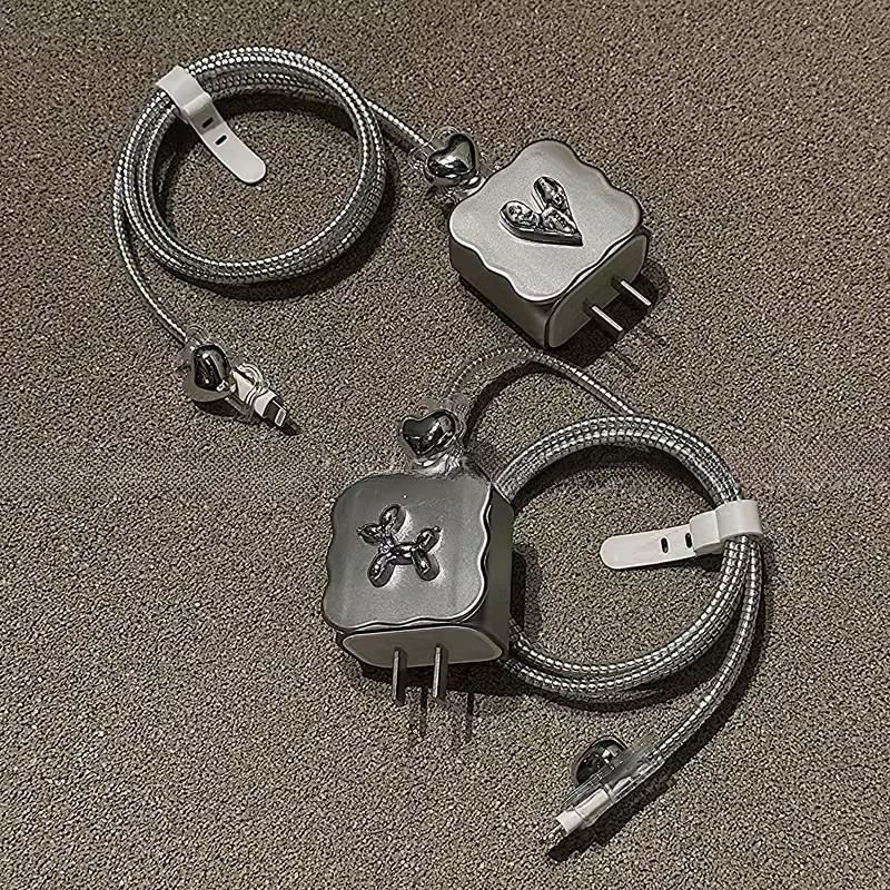 เคส สำหรับ ไอโฟน Silver Plating Apple Power Adapter 18W/20W สายชาร์จ ลายการ์ตูนน่ารัก Cable Bite ตัวถนอมสายชาร์จ