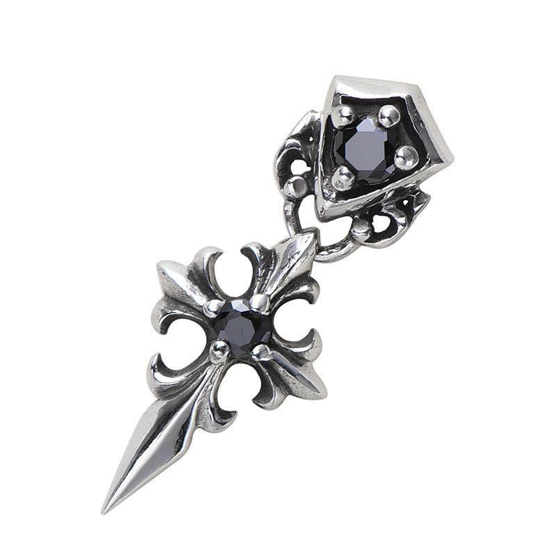 Silver Men's 925 Silver Stud Earring for Men Single Earrings Long Unique Hipster Cross Earrings Ster