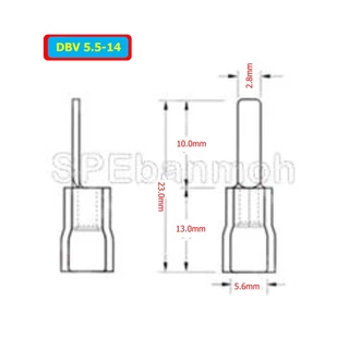 [ 100 ตัว/ถุง ] DBV 5.5-14 หางปลาก้านไม้ขีดแบนหุ้ม หุ้มฉนวน สำหรับสาย 4.0-6.0 mm2 12-10awg หางปลาหุ้มฉนวน Crimping Te...