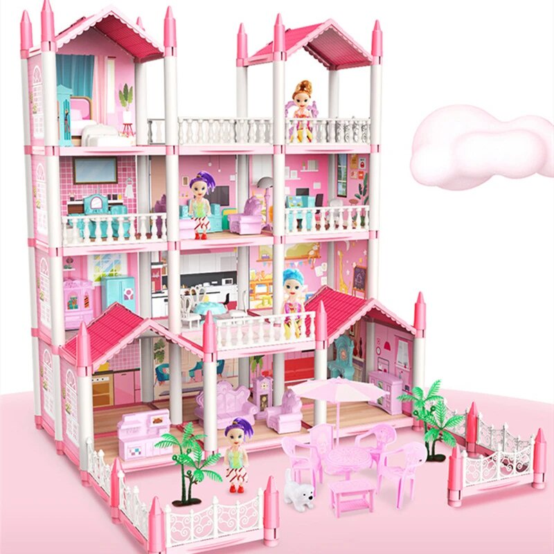 Children Montessori House 3d Assembled Doll Castle Diy Manual Doll House Villa Princess Castle Girl's Toy Birthday Gift