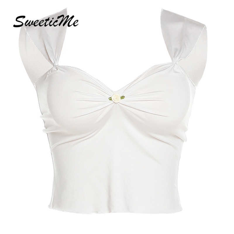 Sweeticme เสื้อกล้ามครอป คอวี เปิดหลัง เซ็กซี่ เข้ารูป แฟชั่นใหม่ สําหรับผู้หญิง 2023