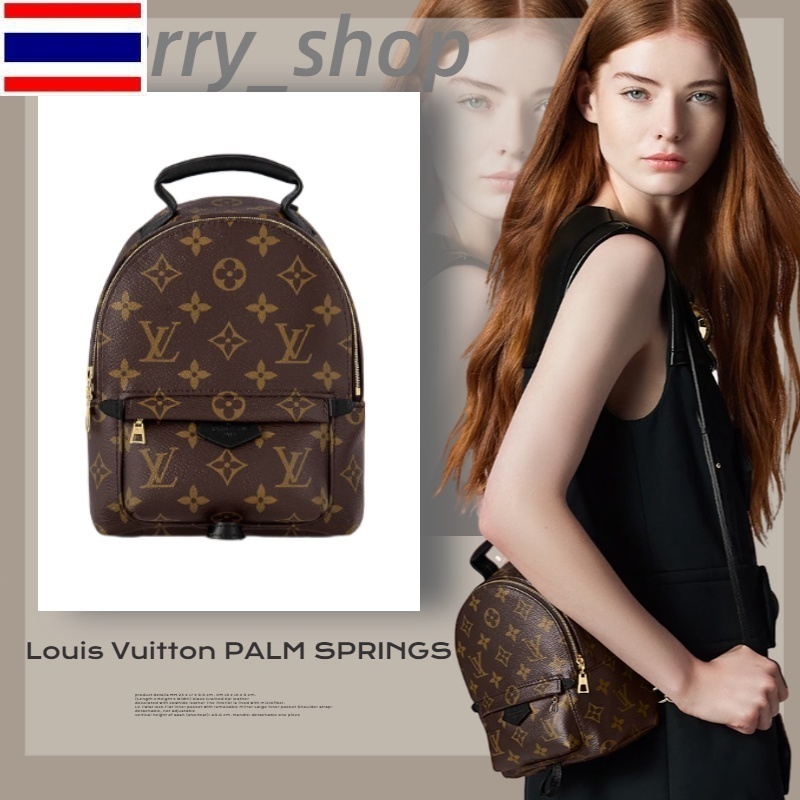 New 🍒หลุยส์วิตตอง Louis Vuitton PALM SPRINGS Backpack 🍒เป้/ผ้าใบเคลือบ/ดอกไม้เก่า series/ผู้หญิง/กระเป๋าเป้มินิ🍒 VZQ4