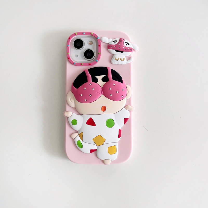 เคสโทรศัพท์มือถือ ซิลิโคน กันกระแทก ลายการ์ตูนชินจัง แฟชั่น สําหรับ iPhone 15 14Pro 13 12 11 Pro Max
