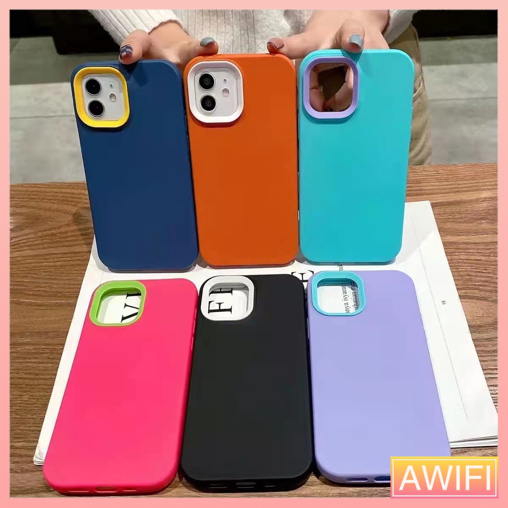AWIFI เคสประกบสีพื้นมาใหม่ รุ่น13 13promax 13pro 11 8plus 7plus 6 6s Plus 11 12pro 12promax #028