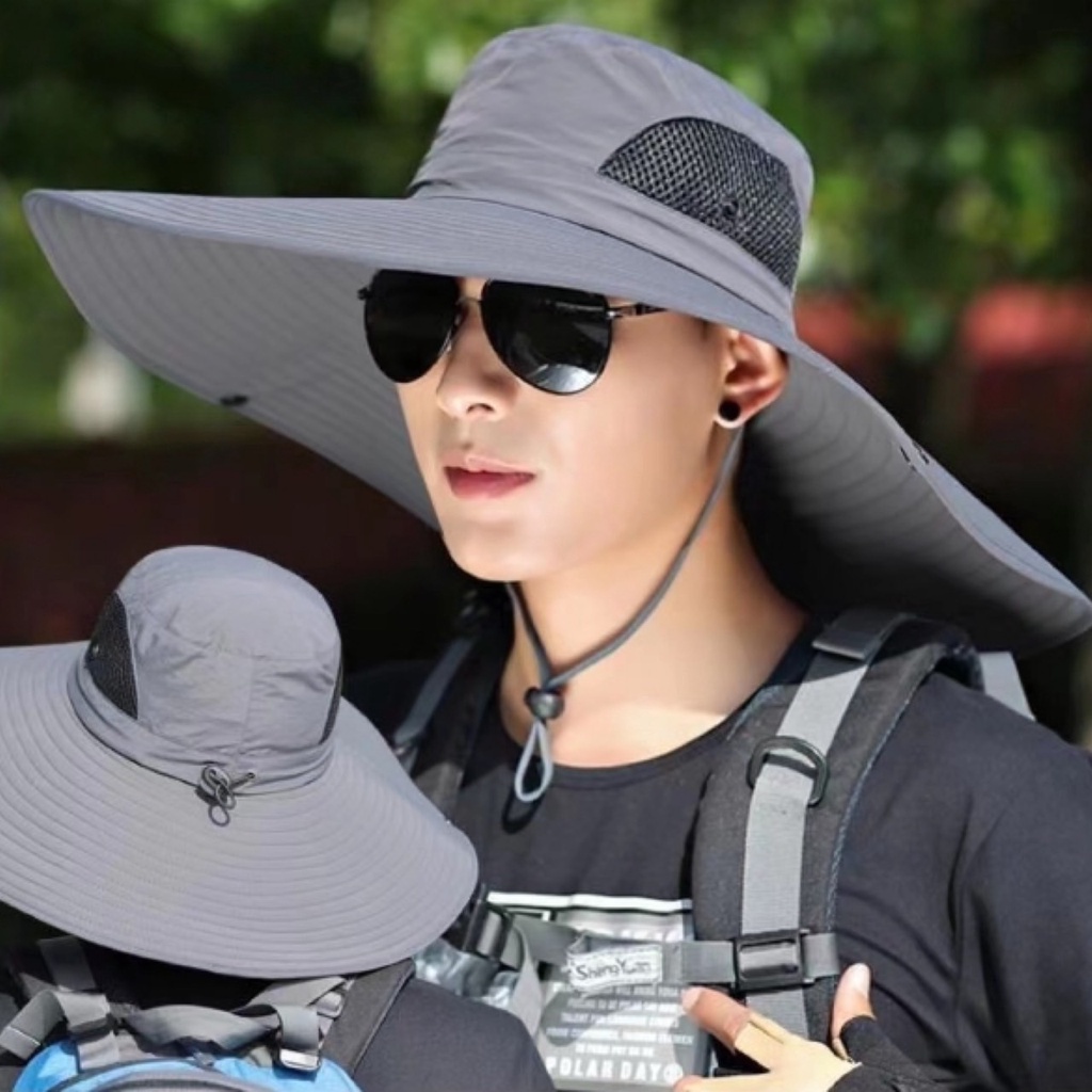 ❤ หมวก กันแดด พิเศษ ปีกกว้าง ขนาดใหญ่ หมวกตกปลา โม่งคลุมหัว แบบมีหมวกบังแสง กันแดด UV กันฝุ่น กันร้อน ❤
