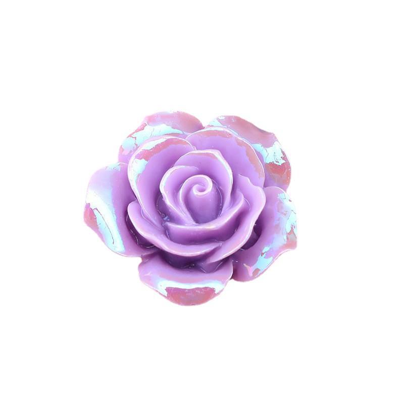 10 ชิ้น / เซต บาร็อค สีม่วง ซีรีส์กุหลาบ เรซิน ด้านหลังแบน โฮมเมด DIY เคสโทรศัพท์ วัสดุครีม เจล เชือกคาดศีรษะ อุปกรณ์ทํา