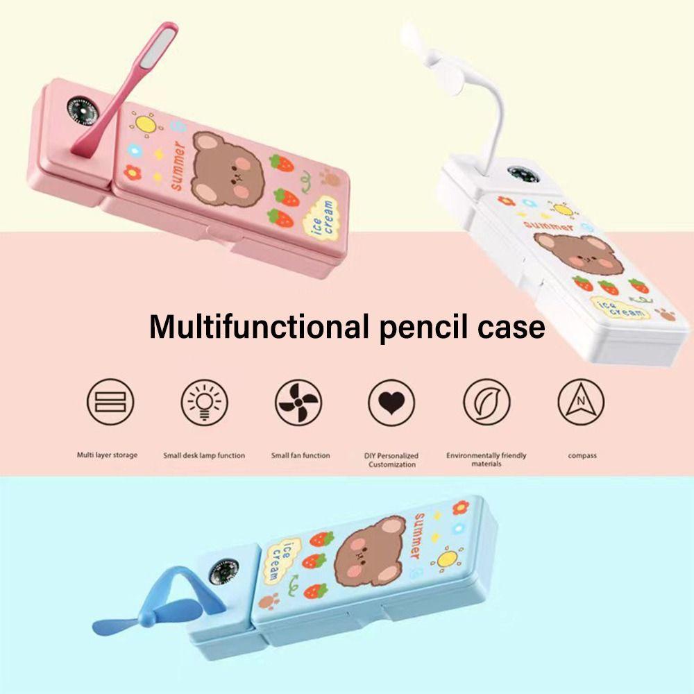 Zelth กล่องดินสอพลาสติก พร้อมพัดลม และเข็มทิศ สองชั้น จุของได้เยอะ สําหรับนักเรียน - รูปที่ 2