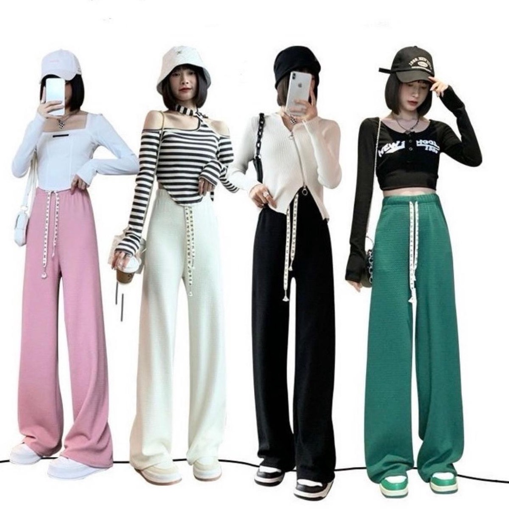 กางเกงขายาวแฟชั่น สไตล์เกาหลี เนื้อผ้านิ่ม สวมใส่สบาย ใส่ได้ทุกโอกาส Free Size