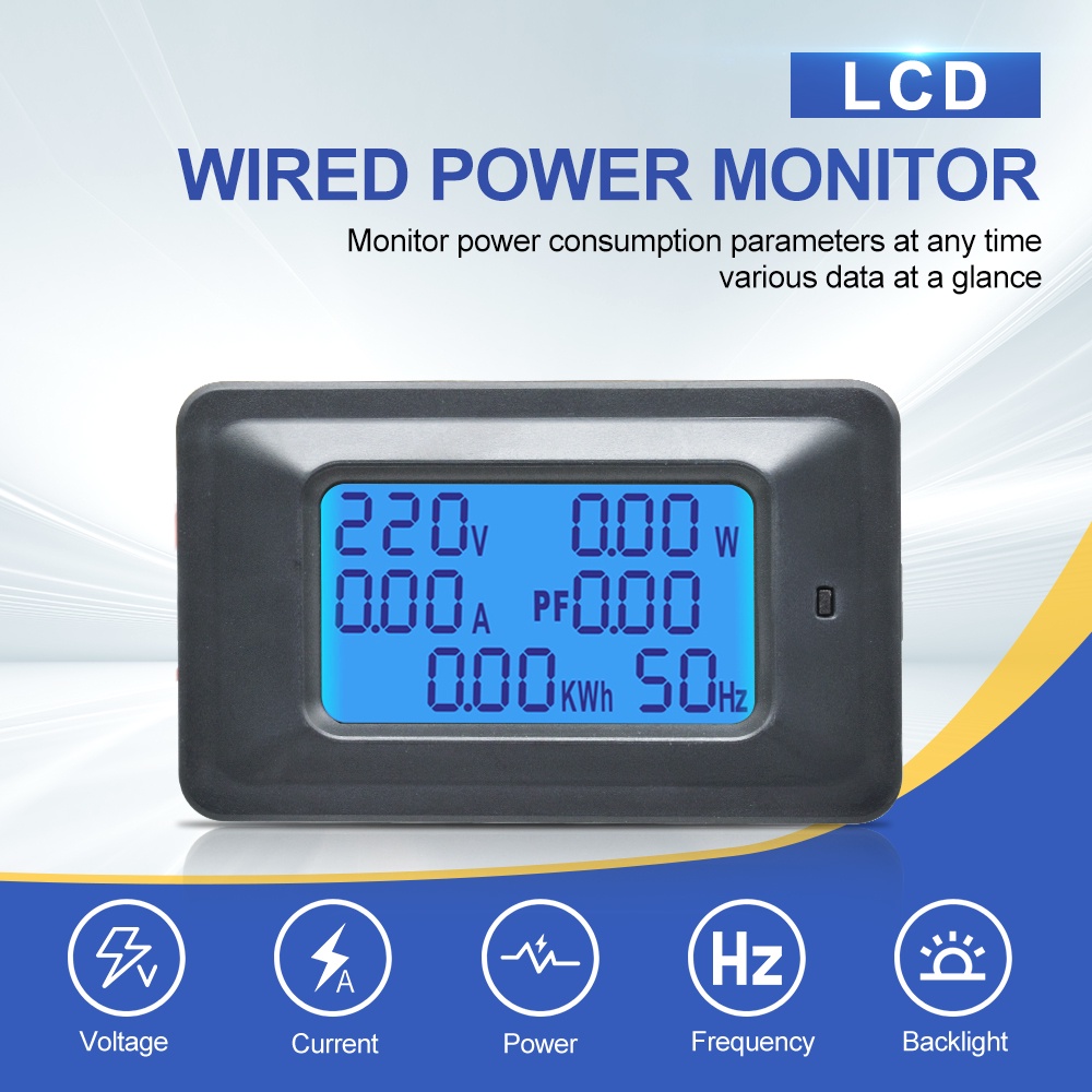 Voktta AC 110-250V 20A เครื่องวัดพลังงานไฟฟ้าดิจิทัล LCD KWh วัตต์ พร้อมหม้อแปลงแยก