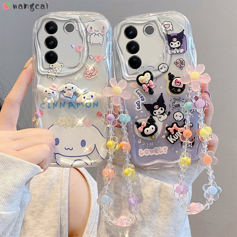 เคสโทรศัพท์มือถือ แบบนิ่ม ลายการ์ตูนสุนัข Pochacco Kuromi Lotso Strawberry Bear Rabbit พร้อมสายคล้อง สําหรับ Vivo V29 Lite V27 V20 V15 Pro V23 5G V27e V25 V25e V23e V17 Neo