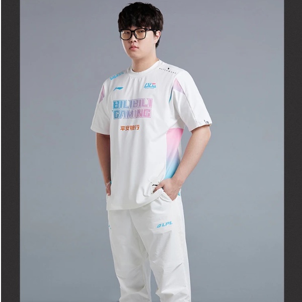 Li Ning LPL 2023 BLG เสื้อยืดแขนสั้นผู้ชาย,ล่าสุด"BIN"และ"ELK"เสื้อเครื่องแบบแบบเดียวกัน League of L