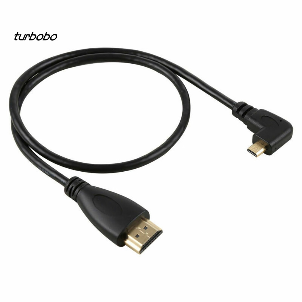 [turbobo] สายเคเบิล Micro HDMI Type D ตัวผู้ 90 องศา เป็น HDMI 14 ตัวผู้ 1080P HDTV