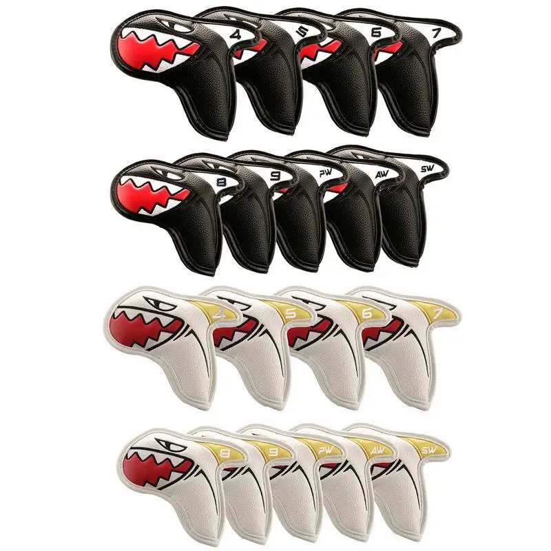 Golf Club Head Cover Set 9Pcs Universal Golf Iron Headcover Shark Design Golf Putter Protective Cove
