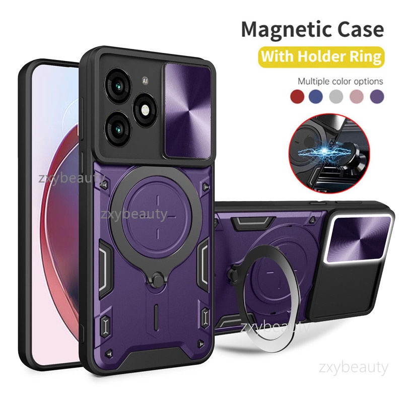 ปลอกสําหรับ Infinix Smart 8 9 7 4G Hot 40 Pro 50i 40i 2024 กรณีกันกระแทกแม่เหล็กผู้ถือแหวนรถยนต์สําหรับ Smart8 Smart9 Hot40 Hot40i Hot40Pro 40Pro 8Pro Hot50i วงเล็บกรณี