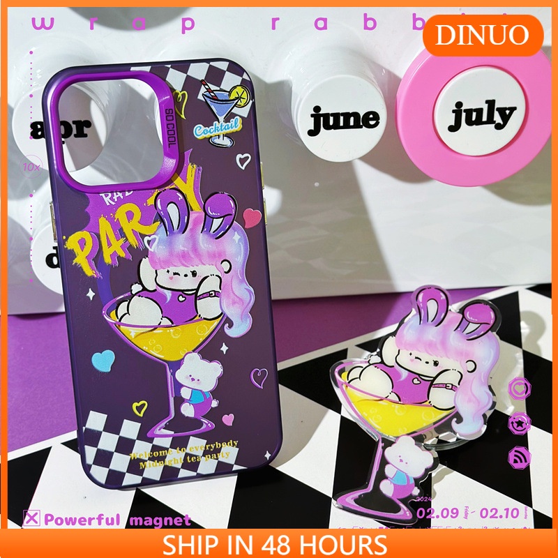 การ์ตูนการ์ตูนกระต่ายเลเซอร์แม่เหล็กสีม่วงเคสโทรศัพท์เหมาะสําหรับ iphone16/15/14promax/13/12/11/XR/XS/X/XSMAX/7/8PLUS-DINUO