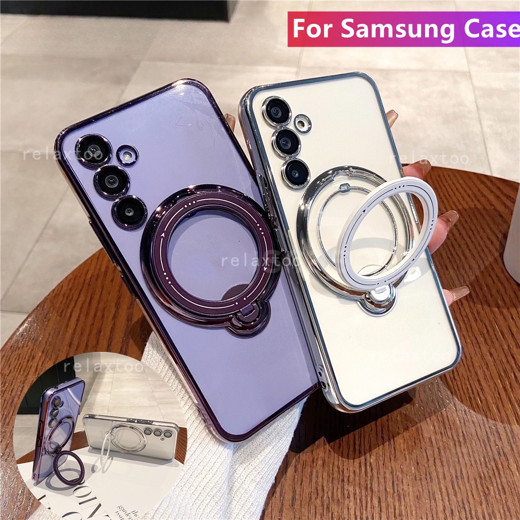 HD Clear Casing For Samsung Galaxy S23 S20 FE S22 Ultra Plus S23Ultra S23Plus S23FE S23+ S20FE S22Ultra S22+ 5G 4G Transparent Soft Silicone Phone Case Magnetic Ring Holder Bracket Shockproof Lens Protect Casing Back Cover