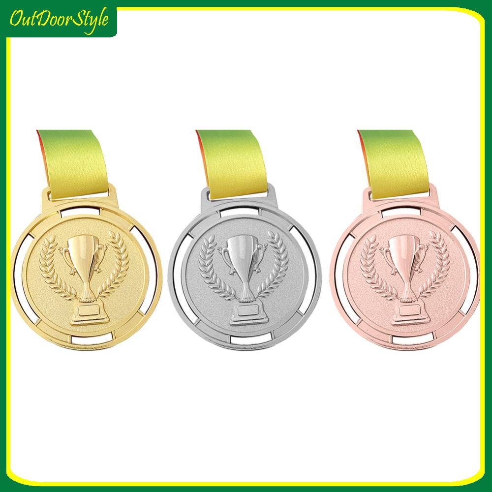 เหรียญรางวัลกีฬา โลหะผสมสังกะสี พร้อมสายรัดริบบิ้น สีทอง สีเงิน สีบรอนซ์ สําหรับเล่นกีฬา จํานวน 1 ชิ้น