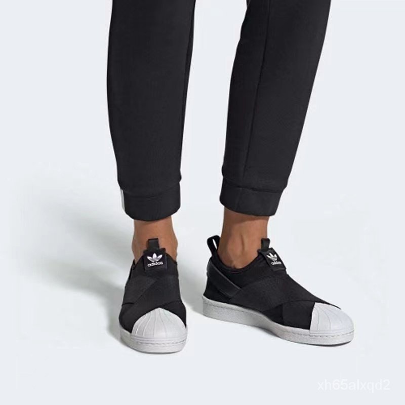 Adidas Superstar รองเท้าสลิปออน สีดํา 100%