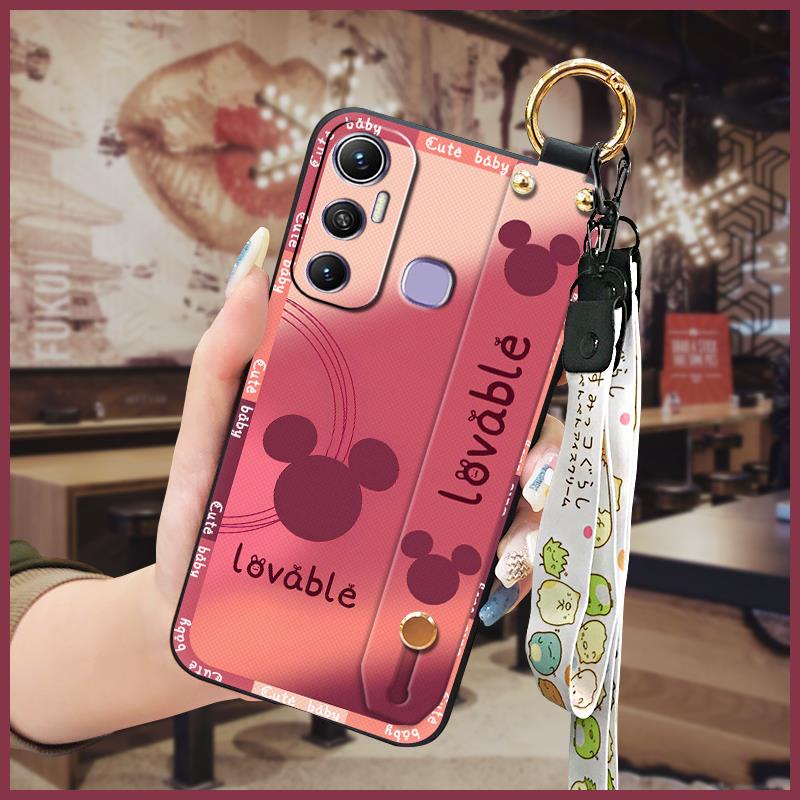 Soft case Cartoon Phone Case For infinix Hot11/X662 Dirt-resistant Back Cover Cute Wristband Phone Holder Wrist Strap